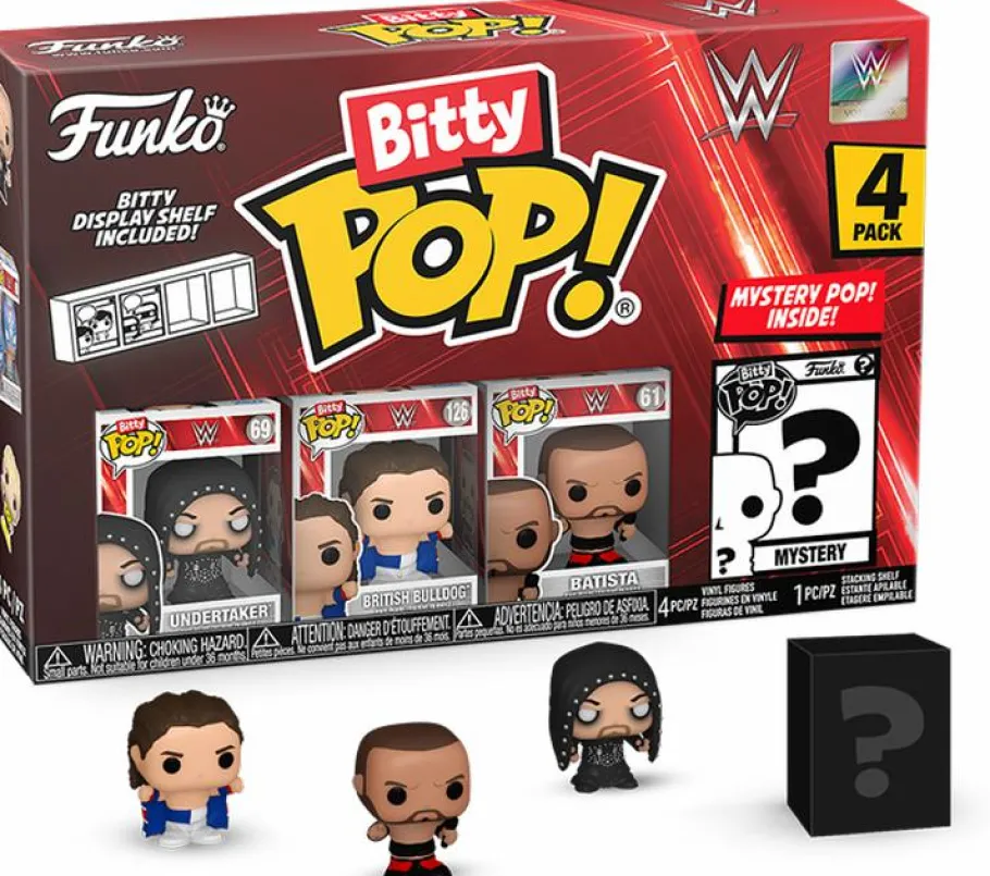 Blind Box>Wrestling WWE/WWF WWE - Undertaker, British Bulldog, Batista & Mystery Bitty Series 04 Pop! Vinyl Figure 4-Pack